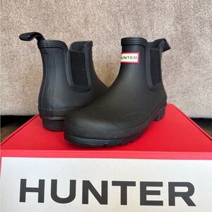 Hunter Matte Black Ankle Rain Boots